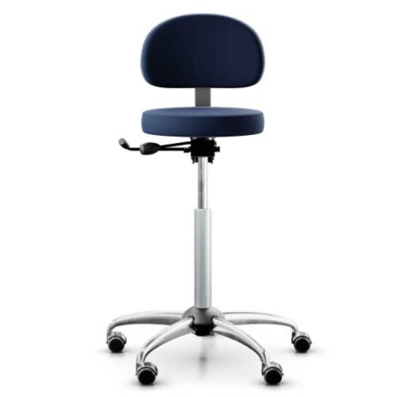 Laboratoriestol, RH Support 4511, med rundt sæde og ekstremt holdbart betræk, farve: blå 