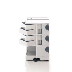 Rullebord med opbevaring, Hvid - Medium - 4 skuffer