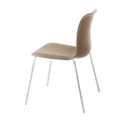 SixE stol - rengøringsvenlig, til klinik eller venteværelse - Beige/Fawn-ben-hvide